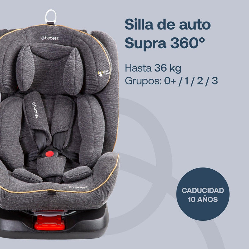 Silla de Auto Convertible Supra 360° Dark Gris, Bebesit - KIDSCLUB Tienda ONLINE