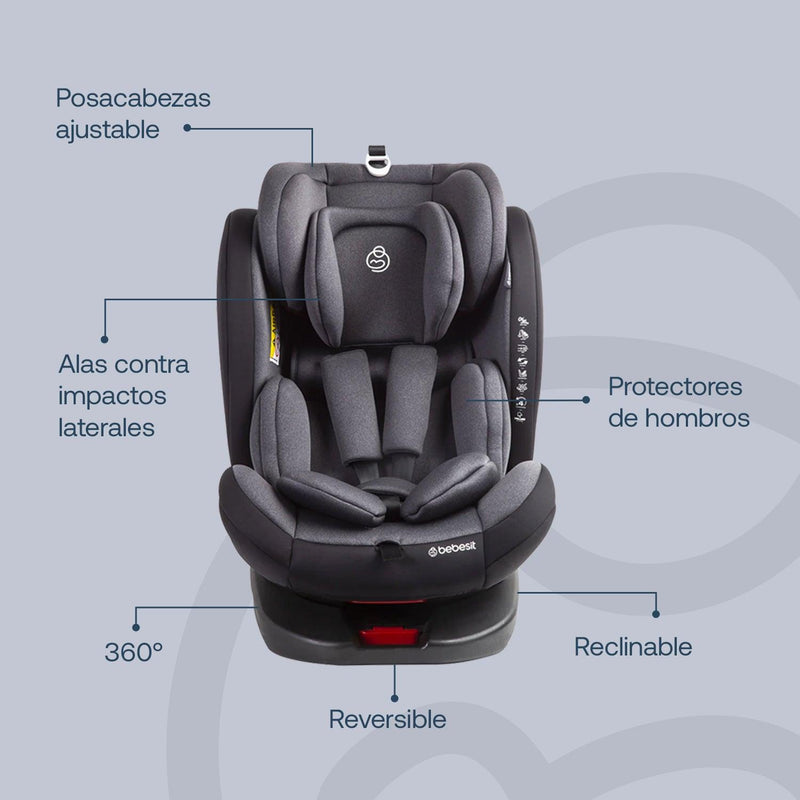 Silla de Auto Saturn Gris, Bebesit - KIDSCLUB Tienda ONLINE