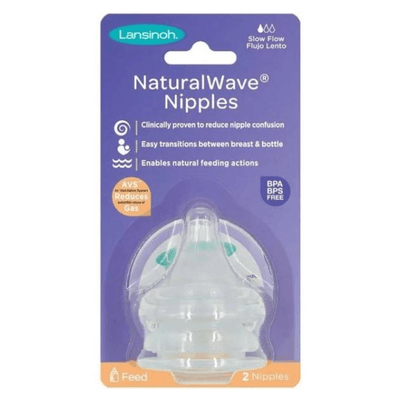 TETINA LANSINOH NATURAL WAVE 2 UNDS FLUJO LENTO - KIDSCLUB Tienda ONLINE