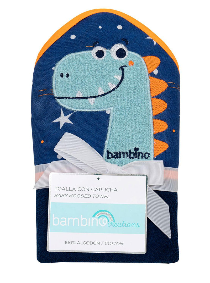 Toalla Con Capucha Bambino Dinosaurio Azul - KIDSCLUB Tienda ONLINE