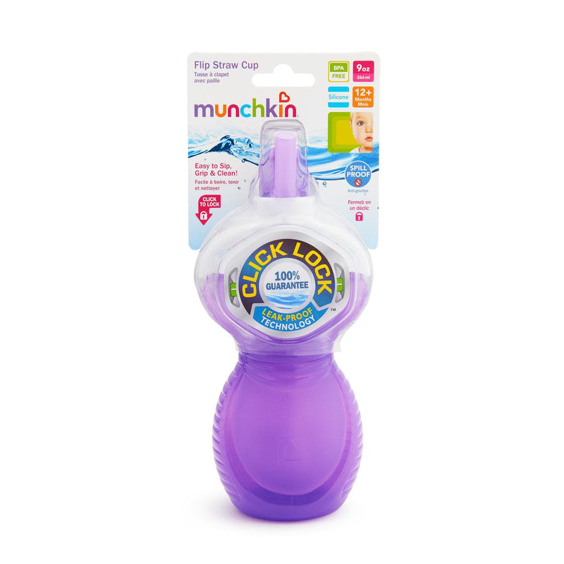 Vaso antiderrame c/bombilla flip click & lock 266 ml, Munchkin - KIDSCLUB Tienda ONLINE