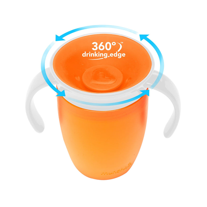 vaso antiderrame miracle 360° con asas 207ml, Munchkin - KIDSCLUB Tienda ONLINE