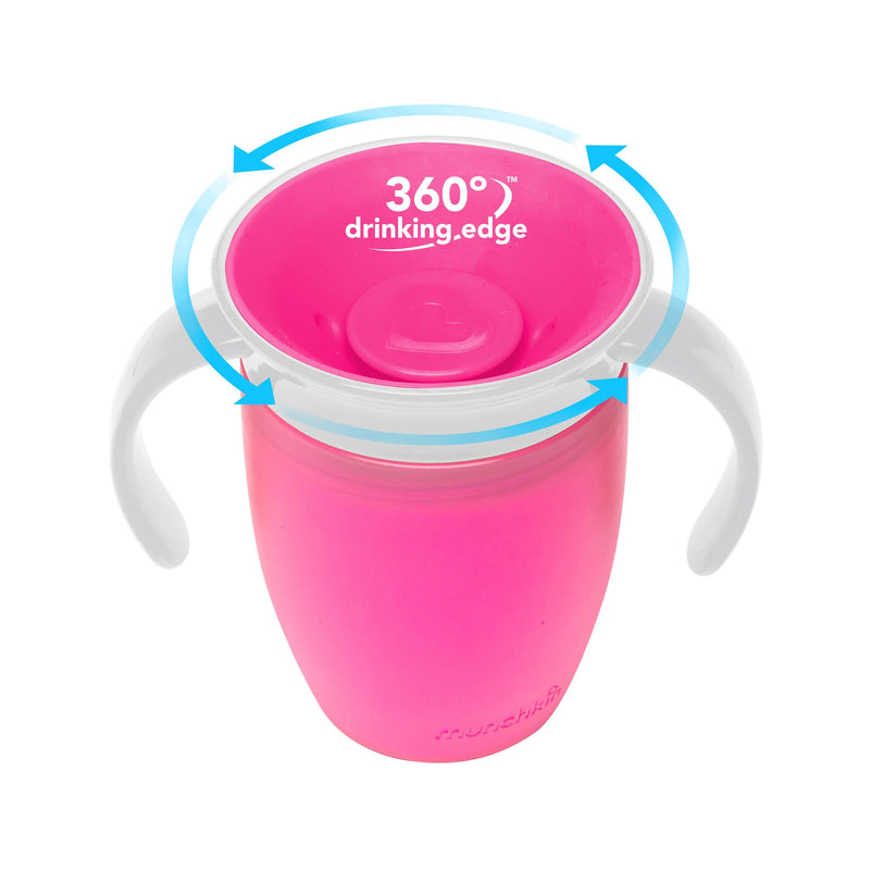 vaso antiderrame miracle 360° con asas 207ml, Munchkin - KIDSCLUB Tienda ONLINE