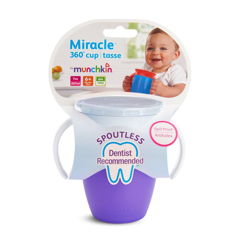 vaso antiderrame miracle 360° con asas 207ml, Munchkin - KIDSCLUB Tienda ONLINE