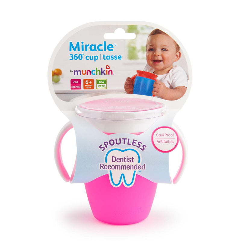 vaso antiderrame miracle 360° con asas 207ml, Munchkin - KIDSCLUB Tienda ONLINE