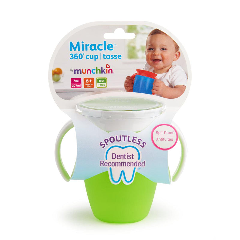 vaso antiderrame miracle 360° con asas 207ml, Munchkin - KIDSCLUB Tienda ONLINE