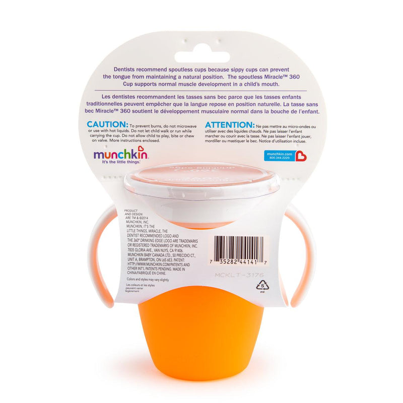 vaso antiderrame miracle 360° con asas 207ml, Munchkin - KIDSCLUB Tienda ONLINE