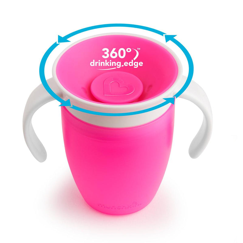 vaso antiderrame miracle 360° con asas 207ml, Munchkin - KIDSCLUB Tienda ONLINE