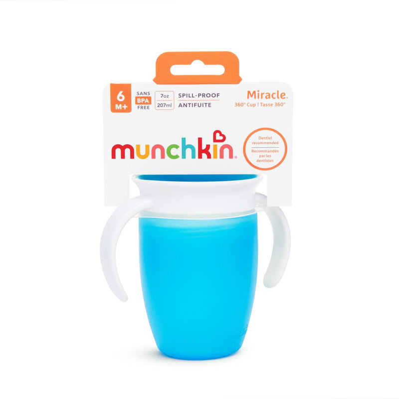 vaso antiderrame miracle 360° con asas 207ml, Munchkin - KIDSCLUB Tienda ONLINE