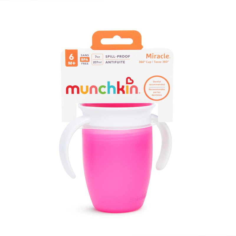 vaso antiderrame miracle 360° con asas 207ml, Munchkin - KIDSCLUB Tienda ONLINE