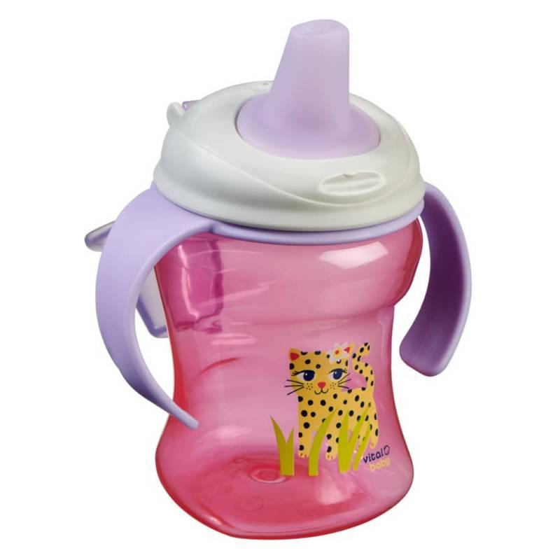 Vaso Easy Sipper con mangos removibles 260ml Rosado, Vital Baby - KIDSCLUB Tienda ONLINE