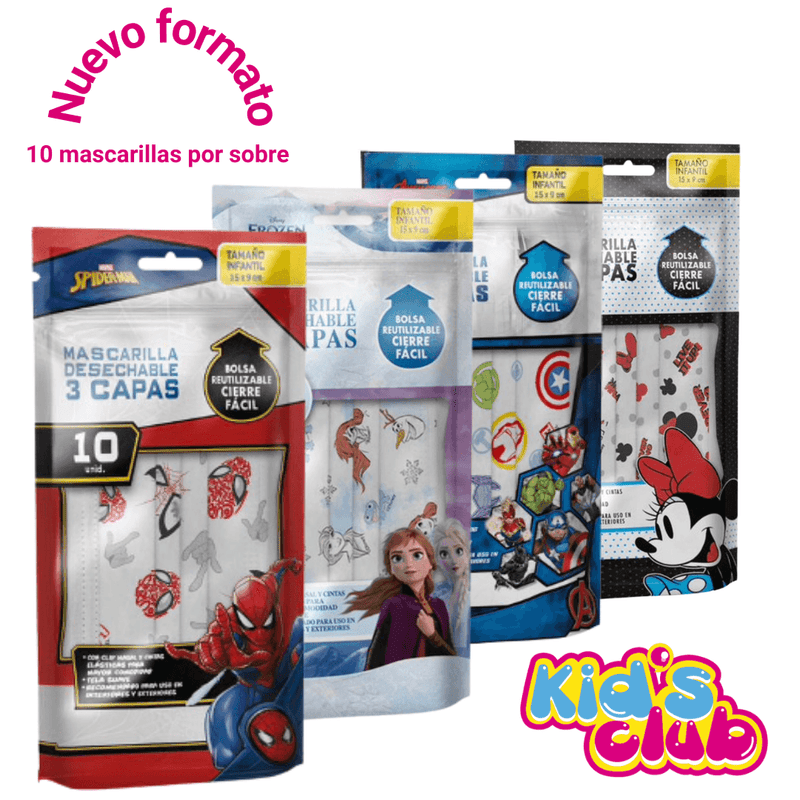 Mascarilla Desechable Frozen Gelatti Kids (Nuevo Formato 10 Unids X Sobre) - KIDSCLUB Tienda ONLINE